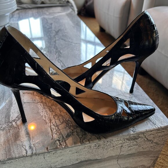 Jimmy Choo Encore Pump in Printed Mock Crock Black 38.5 - Picture 5 of 7